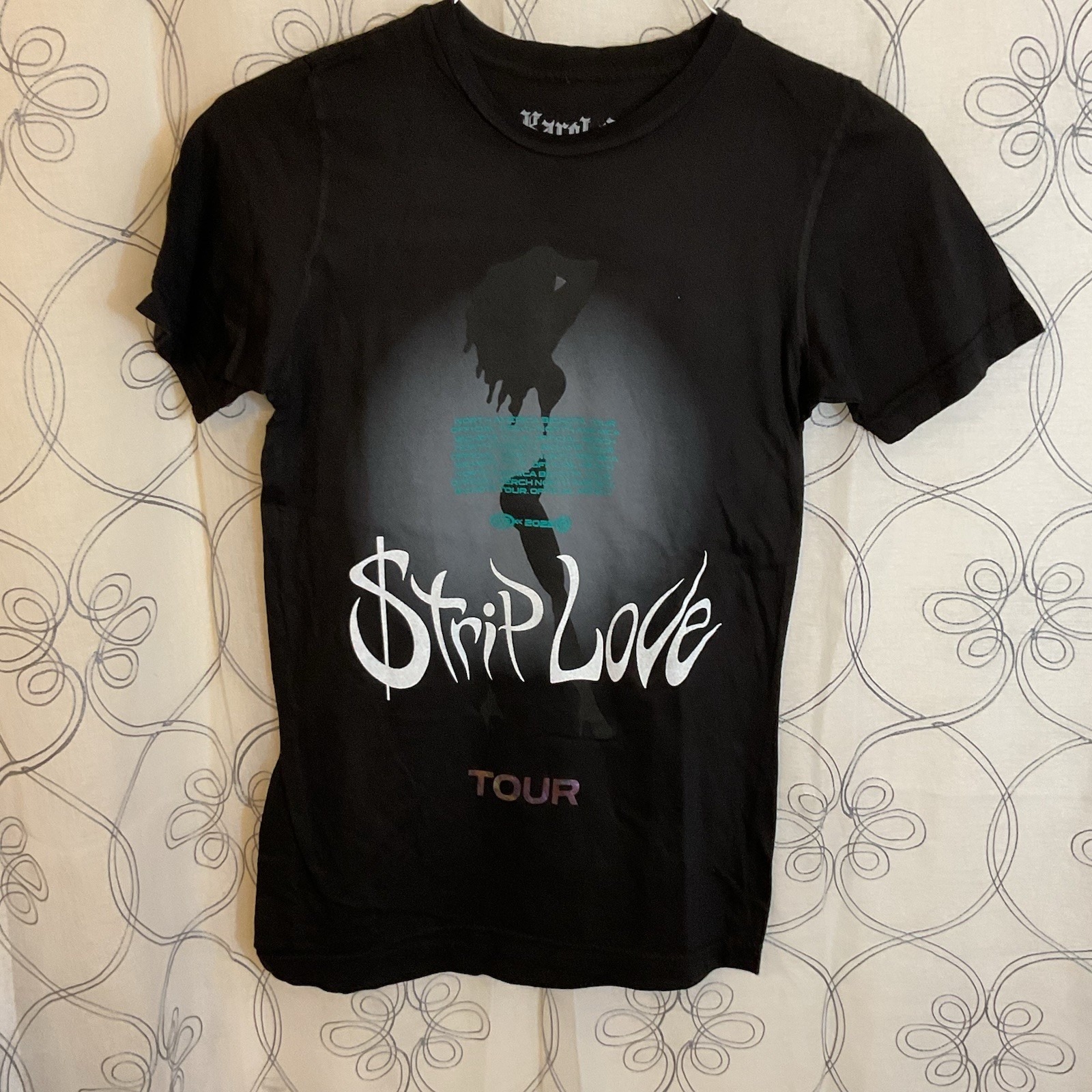 Karol G Strip Love Tour Shirt Mens Black Concert Graphic Tee 2023 Bichota Xsmall